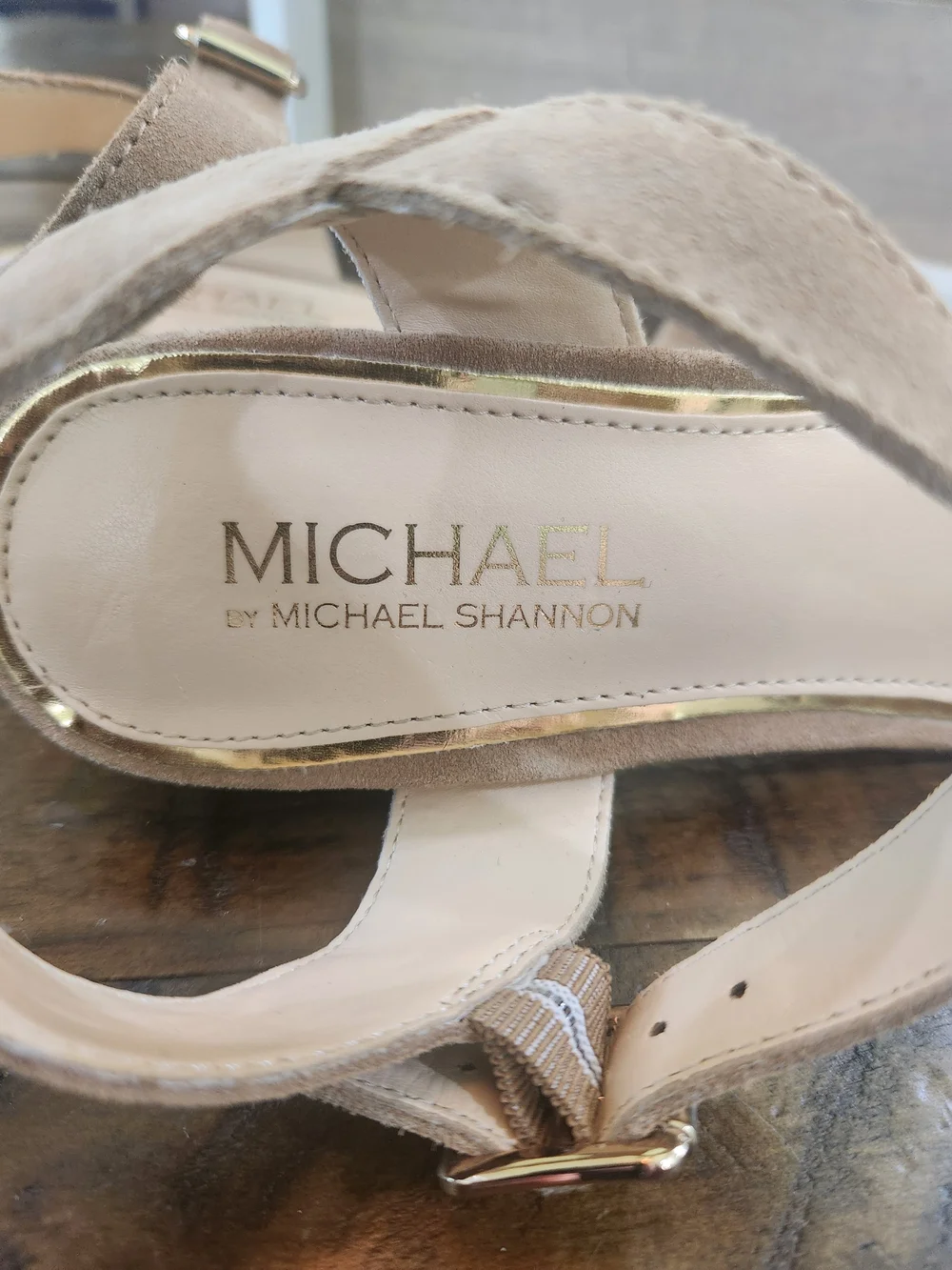 MICHAEL Michael Shannon Tan Suede Ankle-Strap Sandals